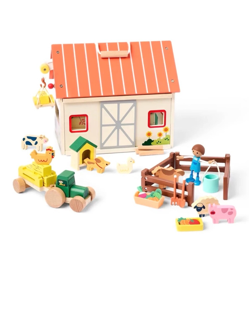 Fold and Go Barn Gigglescape 47 Pieces w/ Farm Animals Tools Tractor Hay *NEW*